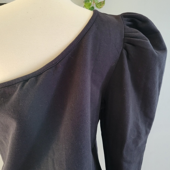 New Anthropologie Bishop + Young One Shoulder Pullover Sweatshirt Black XL - Picture 6 of 10
